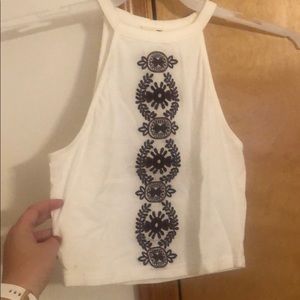 White crop top with detailing